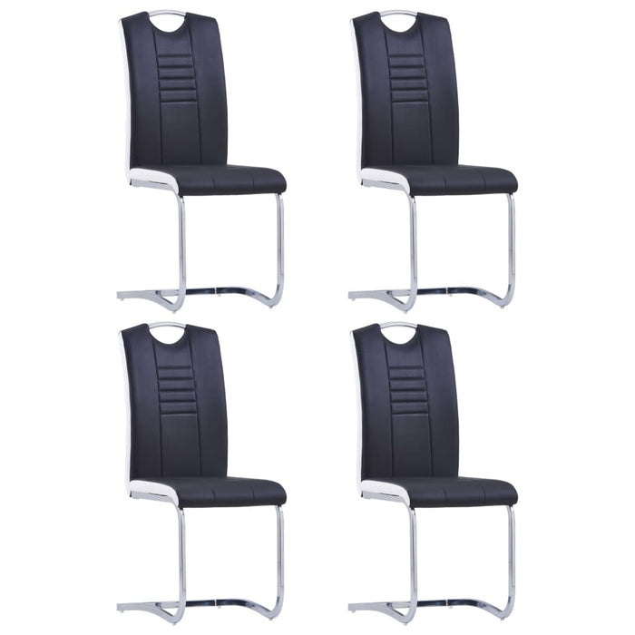 Cantilever Dining Chairs 4 Pcs Black Faux Leather Xnoiix