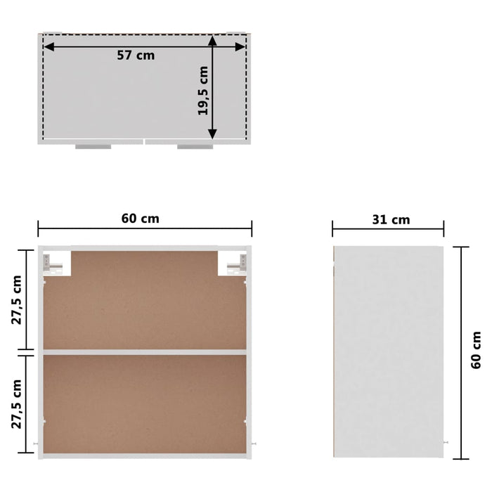 Hanging Cabinet White 60X31X60 Cm Engineered Wood Nboxln