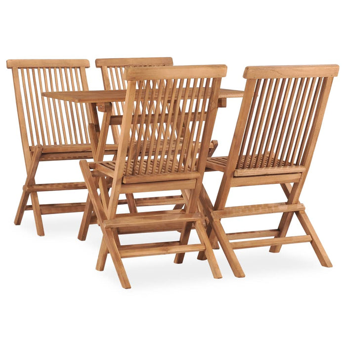 5 Piece Folding Outdoor Dining Set Solid Teak Wood Tbpkkil