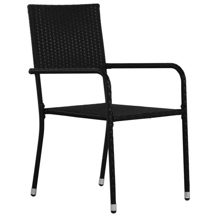 Garden Dining Chairs 2 Pcs Stackable Black Poly Rattan Tonlkn