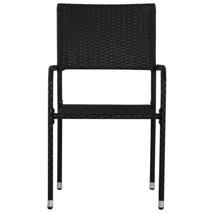 Garden Dining Chairs 2 Pcs Stackable Black Poly Rattan Tonlkn