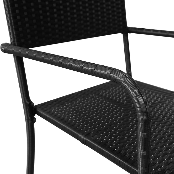 Garden Dining Chairs 2 Pcs Stackable Black Poly Rattan Tonlkn