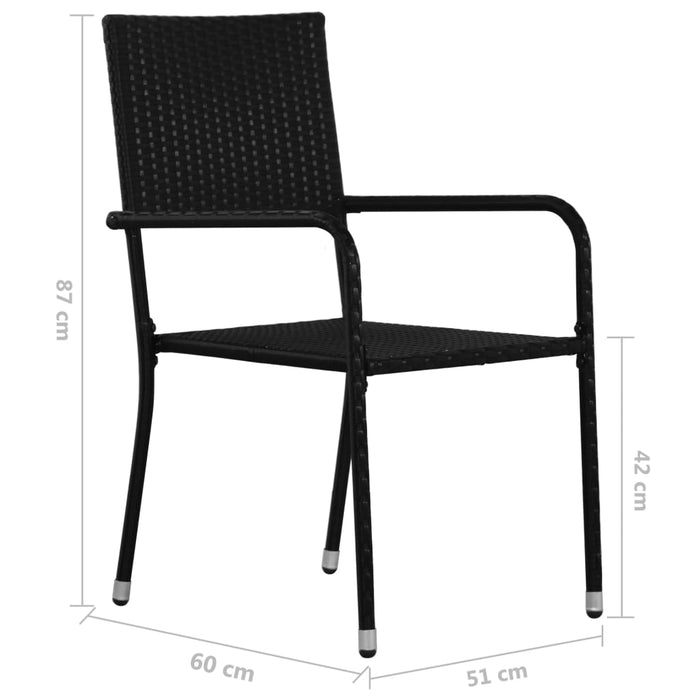 Garden Dining Chairs 2 Pcs Stackable Black Poly Rattan Tonlkn