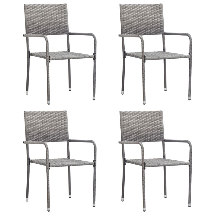 Garden Dining Chairs 4 Pcs Stackable Grey Poly Rattan Tonibo