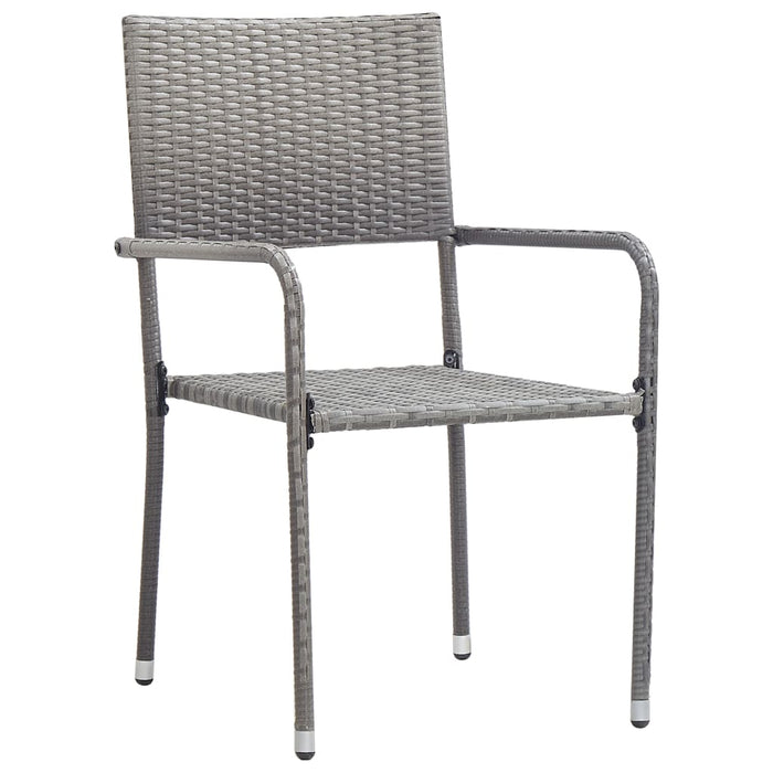 Garden Dining Chairs 4 Pcs Stackable Grey Poly Rattan Tonibo