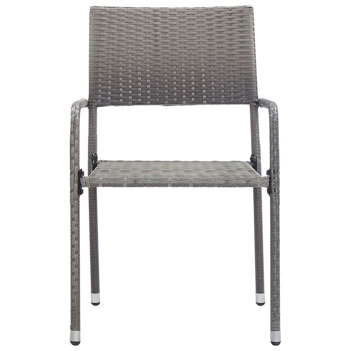 Garden Dining Chairs 4 Pcs Stackable Grey Poly Rattan Tonibo