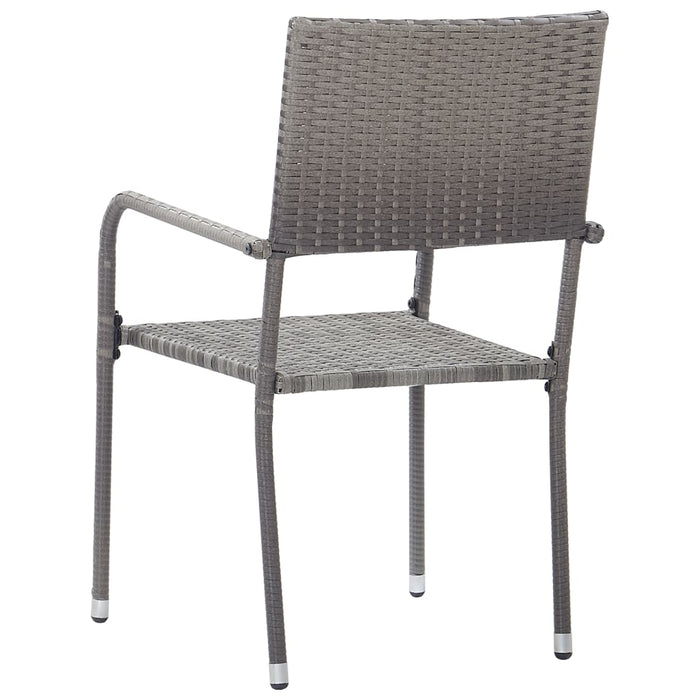 Garden Dining Chairs 4 Pcs Stackable Grey Poly Rattan Tonibo