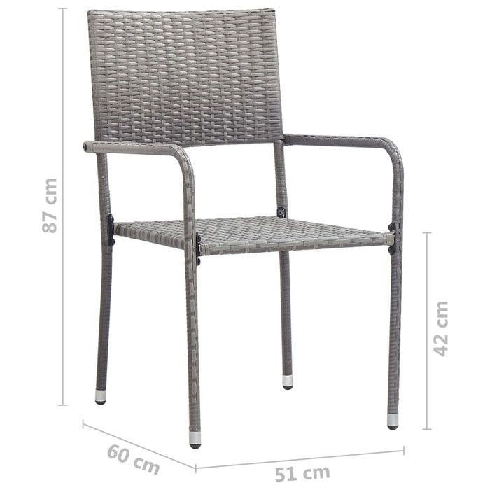 Garden Dining Chairs 4 Pcs Stackable Grey Poly Rattan Tonibo