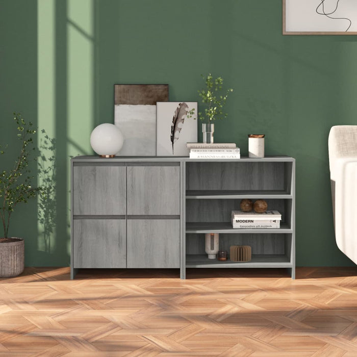 2 Piece Sideboard Grey Sonoma Engineered Wood Tbknbni