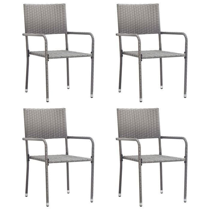 Garden Dining Chairs 4 Pcs Stackable Grey Poly Rattan Tonixo