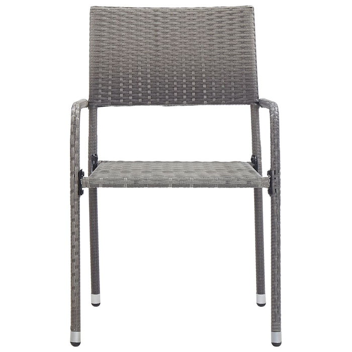 Garden Dining Chairs 4 Pcs Stackable Grey Poly Rattan Tonixo