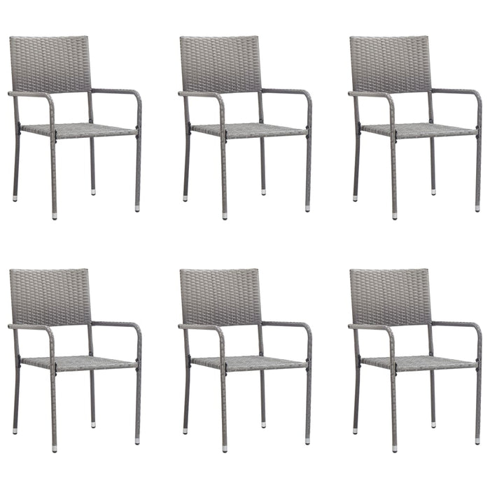 Garden Dining Chairs 6 Pcs Stackable Grey Poly Rattan Tonixt