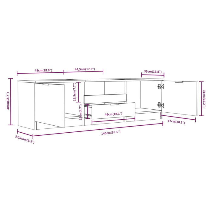 Tv Cabinet Sonoma Oak 140X35X40 Cm Engineered Wood Nooapo