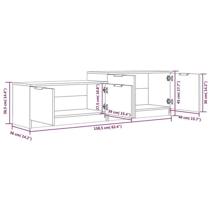 Tv Cabinet Black 158.5X36X45 Cm Engineered Wood Nooanp