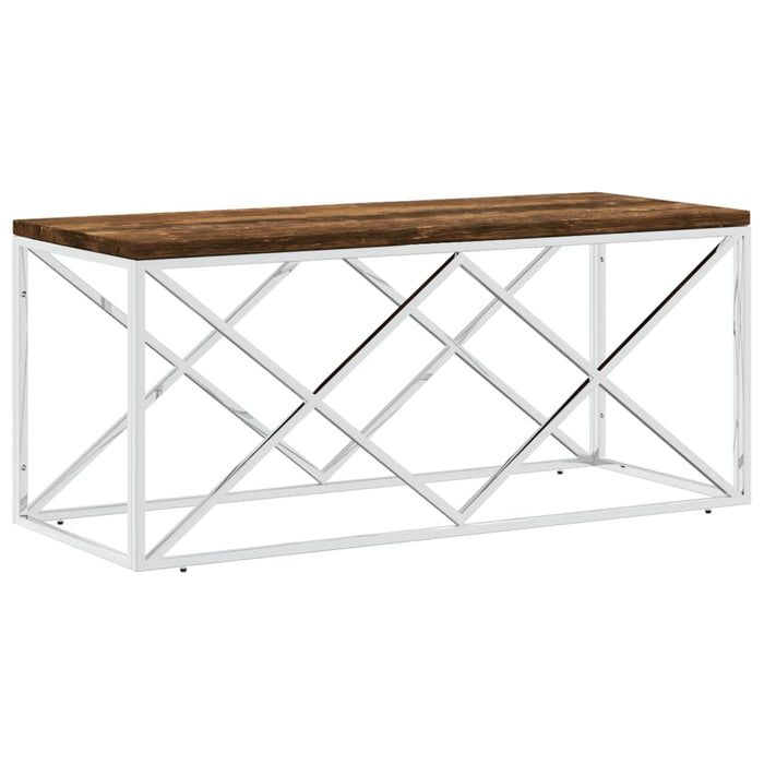 Coffee Table Stainless Steel And Solid Wood Reclaimed Takklp