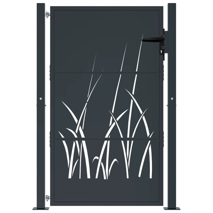 Garden Gate Anthracite 105X155 Cm Steel Grass Design Optolk