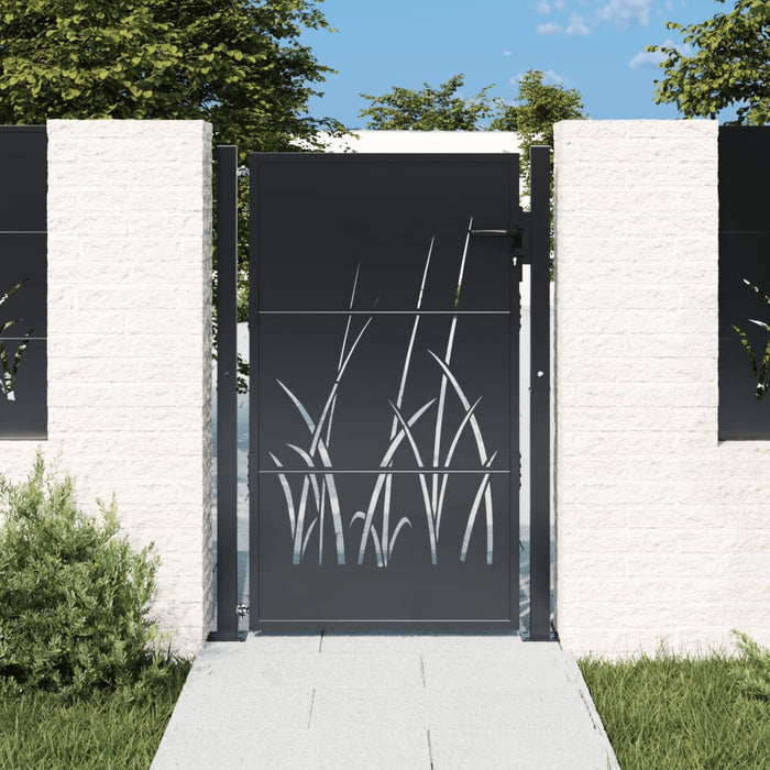 Garden Gate Anthracite 105X155 Cm Steel Grass Design Optolk