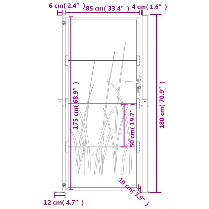 Garden Gate Anthracite 105X180 Cm Steel Grass Design Optoib