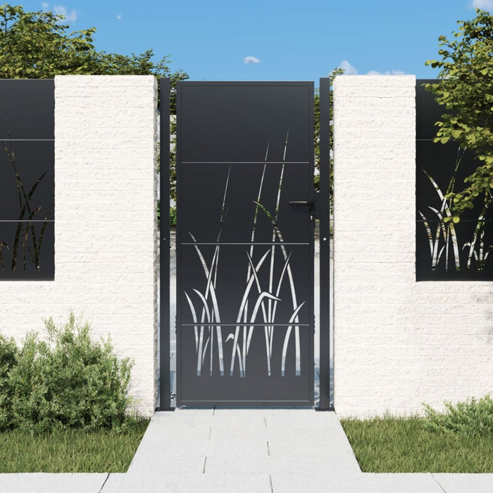 Garden Gate Anthracite 105X180 Cm Steel Grass Design Optoib