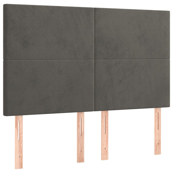 Headboards 4 Pcs Dark Grey 72X5X78/88 Cm Velvet Toolobo