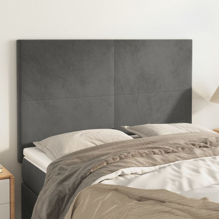 Headboards 4 Pcs Dark Grey 72X5X78/88 Cm Velvet Toolobo