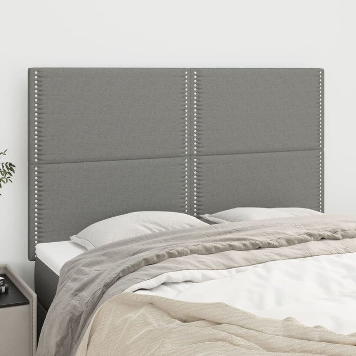 Headboards 4 Pcs Dark Grey 72X5X78/88 Cm Fabric Tooloko