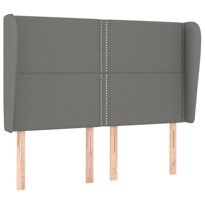 Double Size Headboard With Ears Dark Grey 147X23X118/128 Cm Fabric Tooinop