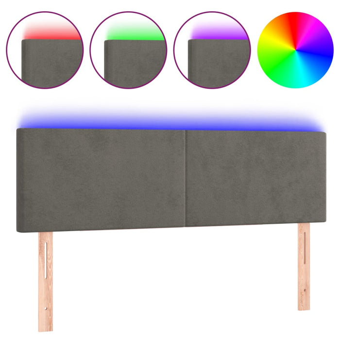 Double Size Led Headboard Dark Grey 144X5X78/88 Cm Velvet Toxotno