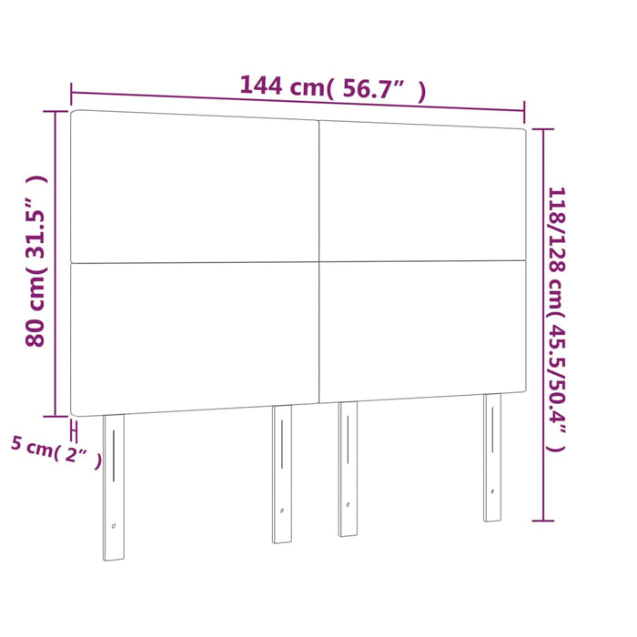 Double Size Led Headboard Dark Grey 144X5X118/128 Cm Velvet Toxxokt