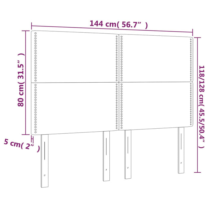 Double Size Led Headboard Dark Grey 144X5X118/128 Cm Fabric Toxxxnt