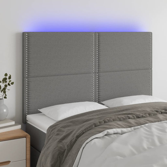 Double Size Led Headboard Dark Grey 144X5X118/128 Cm Fabric Toxxxnt