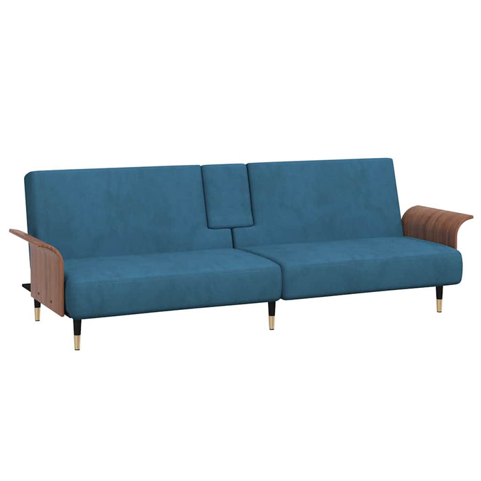 Sofa Bed With Cup Holders Blue Velvet Tponak