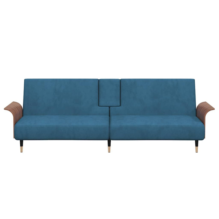 Sofa Bed With Cup Holders Blue Velvet Tponak