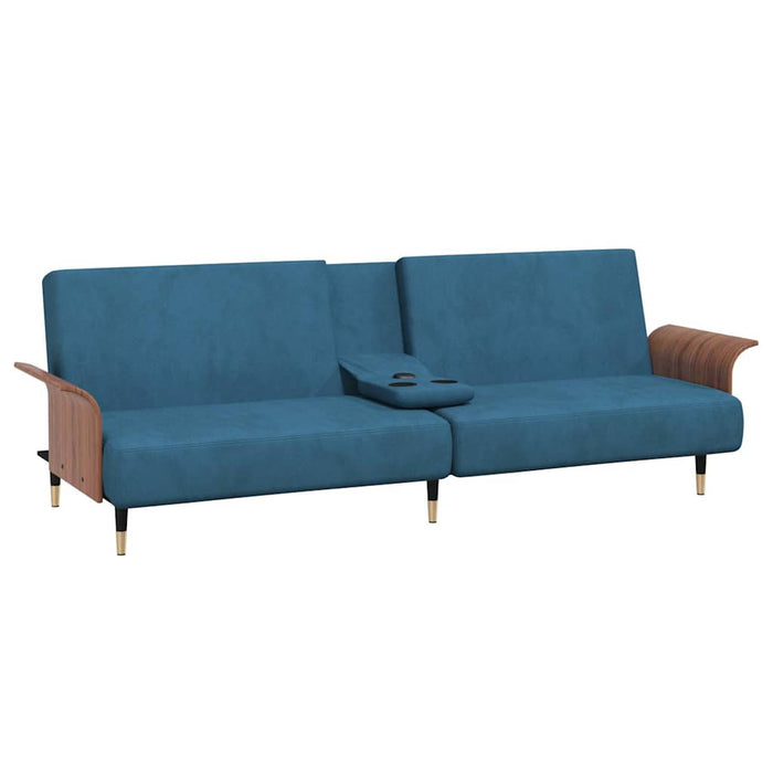 Sofa Bed With Cup Holders Blue Velvet Tponak