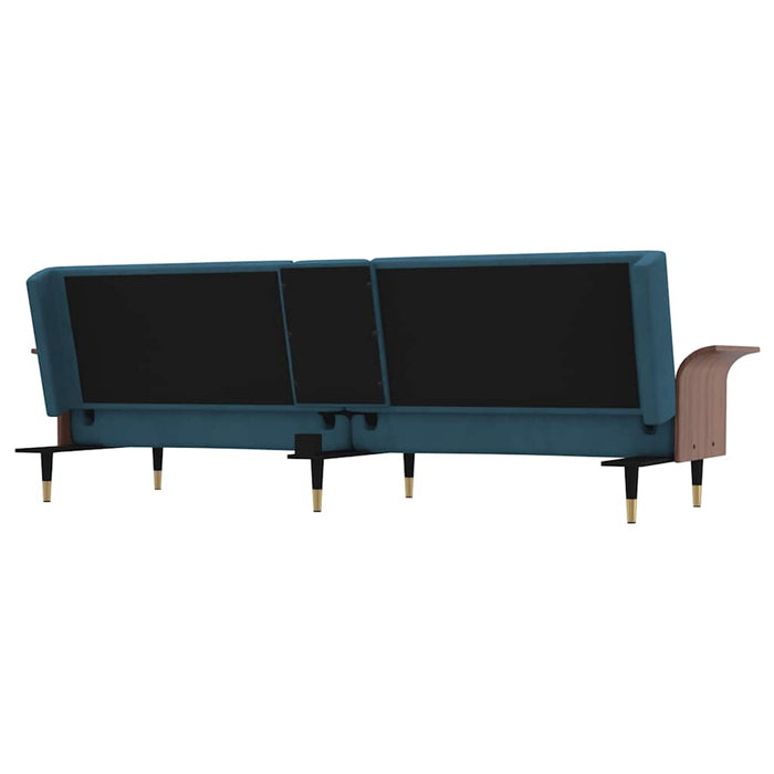 Sofa Bed With Cup Holders Blue Velvet Tponak