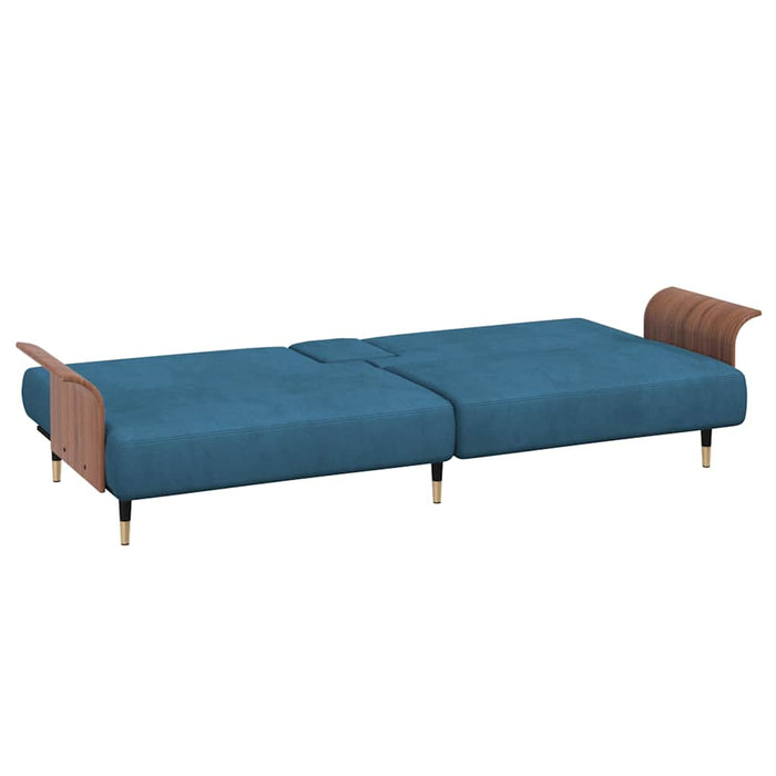 Sofa Bed With Cup Holders Blue Velvet Tponak