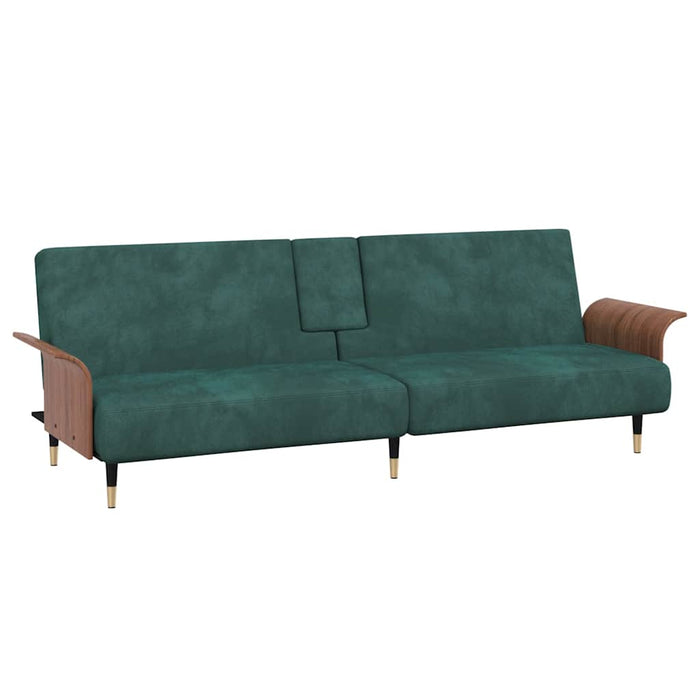 Sofa Bed With Cup Holders Dark Green Velvet Tponpx