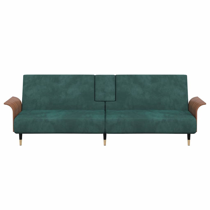 Sofa Bed With Cup Holders Dark Green Velvet Tponpx