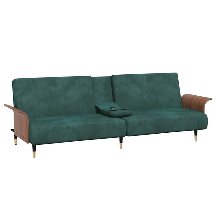 Sofa Bed With Cup Holders Dark Green Velvet Tponpx