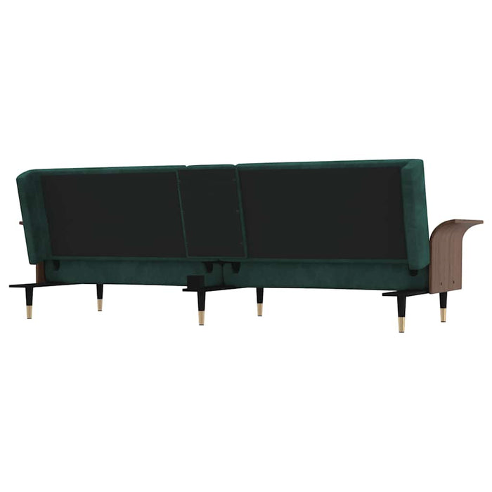 Sofa Bed With Cup Holders Dark Green Velvet Tponpx