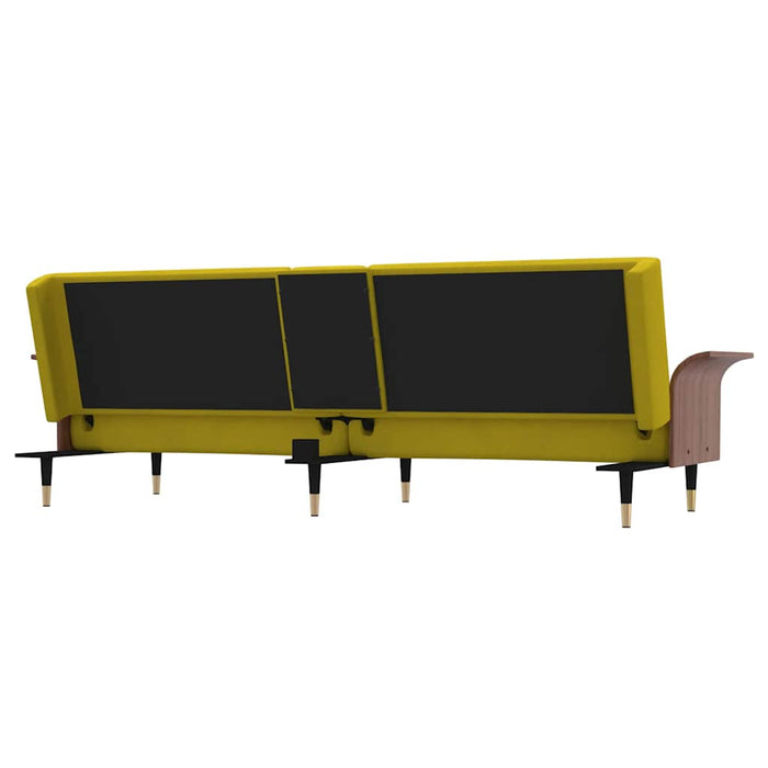 Sofa Bed With Cup Holders Yellow Velvet Tponpp