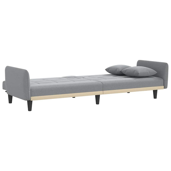 Sofa Bed With Cup Holders Light Grey Fabric Tponlk