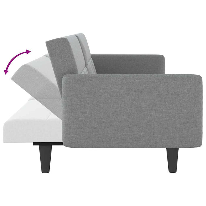 Sofa Bed With Cup Holders Light Grey Fabric Tponlk