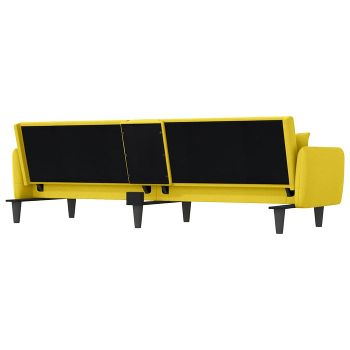 Sofa Bed With Cup Holders Light Yellow Fabric Tponit