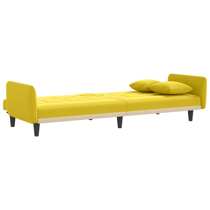 Sofa Bed With Cup Holders Light Yellow Fabric Tponit