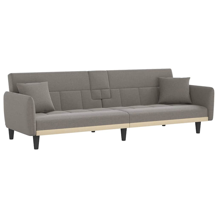 Sofa Bed With Cup Holders Taupe Fabric Tponia