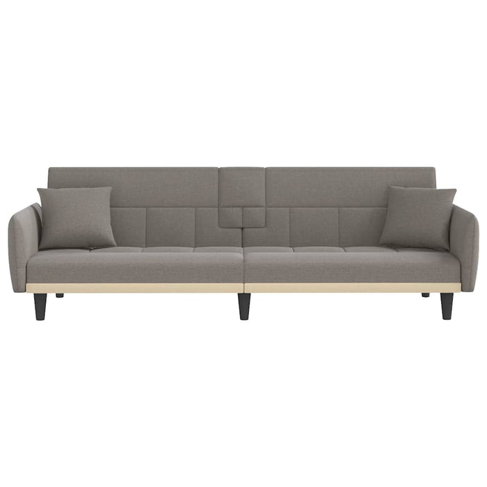 Sofa Bed With Cup Holders Taupe Fabric Tponia