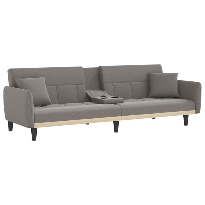 Sofa Bed With Cup Holders Taupe Fabric Tponia