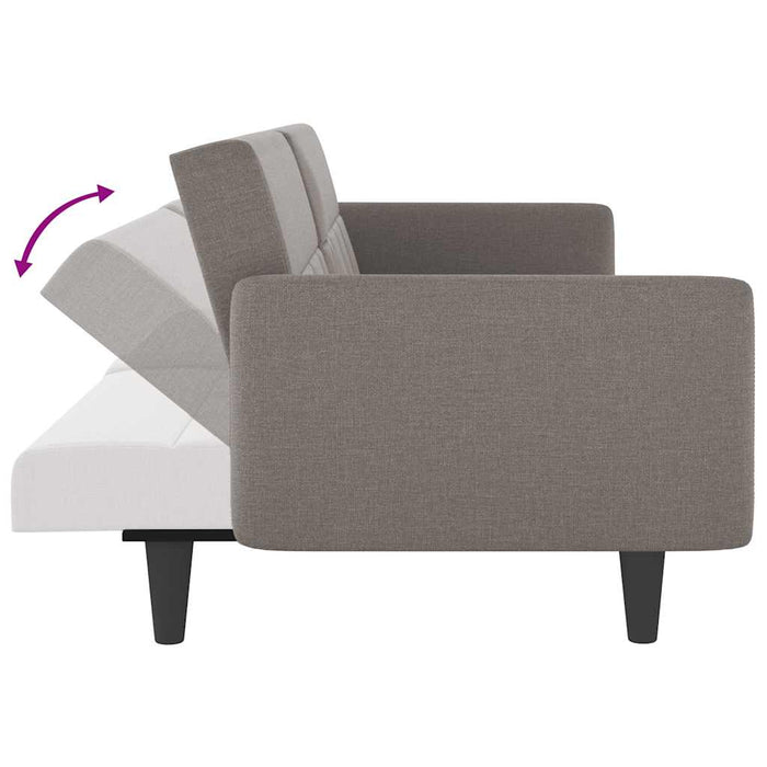 Sofa Bed With Cup Holders Taupe Fabric Tponia