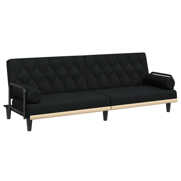 Sofa Bed With Armrests Black Fabric Tpoktk